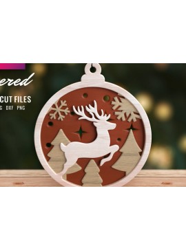 Σετ των 3 Intra απο ξύλο plywood 3mm-4mm πάχος Τρισδιάστατο χριστουγεννιάτικο δέντρο Deer Clipart Δίασταση 8x8 cm INTRAFABR-57267460