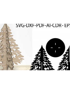 Σετ των 2 Intra απο ξύλο plywood 3mm-4mm πάχος Πρότυπο τρισδιάστατου χριστουγεννιάτικου δέντρου Δίασταση 15x15 cm INTRAFABR-103138799