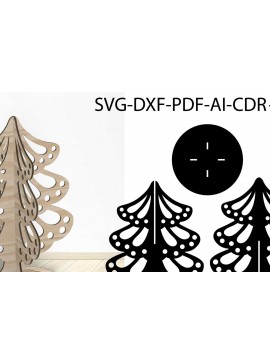 Σετ των 2 Intra απο ξύλο plywood 3mm-4mm πάχος Πρότυπο τρισδιάστατου χριστουγεννιάτικου δέντρου Δίασταση 15x15 cm INTRAFABR-103177432