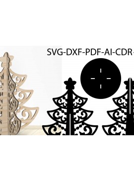 Σετ των 2 Intra απο ξύλο plywood 3mm-4mm πάχος Πρότυπο τρισδιάστατου χριστουγεννιάτικου δέντρου Δίασταση 15x15 cm INTRAFABR-103189528