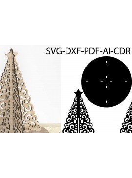 Σετ των 2 Intra απο ξύλο plywood 3mm-4mm πάχος Πρότυπο τρισδιάστατου χριστουγεννιάτικου δέντρου Δίασταση 15x15 cm INTRAFABR-105073586