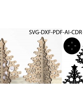 Σετ των 2 Intra απο ξύλο plywood 3mm-4mm πάχος Πρότυπο τρισδιάστατου χριστουγεννιάτικου δέντρου Δίασταση 15x15 cm INTRAFABR-105211762