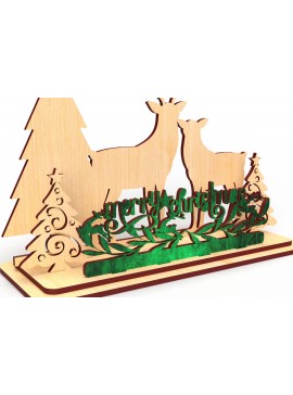 Intra απο ξύλο plywood 3mm-4mm πάχος Τρισδιάστατη Χριστουγεννιάτικου χωριού Δίασταση 30x20 cm INTRAFABR-83238850