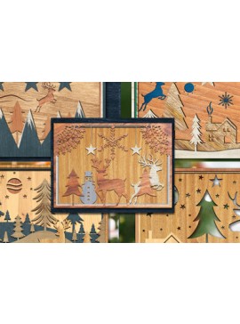 Σετ των 2 Intra απο ξύλο plywood 3mm-4mm πάχος Τρισδιάστατη δέσμη κουτιού σκιών Χριστουγεννιάτικου χωριού Δίασταση 25x25 cm INTRAFABR-51985428