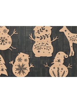 Σετ των 2 Intra απο ξύλο plywood 3mm-4mm πάχος Τρισδιάστατη Χριστουγεννιάτικη Διακόσμηση Τοίχων Δίασταση 25x25 cm INTRAFABR-41015041