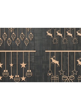 Σετ των 3 Intra απο ξύλο plywood 3mm-4mm πάχος Τρισδιάστατη Χριστουγεννιάτικη Διακόσμηση Τοίχων Δίασταση 25x25 cm INTRAFABR-41002578