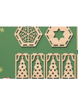 Σετ των 2 Intra απο ξύλο plywood 3mm-4mm πάχος 3D Χριστουγεννιάτικο ξύλινο φανάρι με λέιζερ Δίασταση 15x15 cm INTRAFABR-83211479