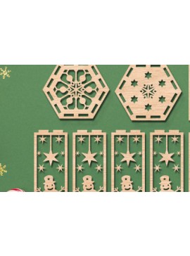 Σετ των 2 Intra απο ξύλο plywood 3mm-4mm πάχος 3D Χριστουγεννιάτικο ξύλινο φανάρι με λέιζερ Δίασταση 15x15 cm INTRAFABR-83211488