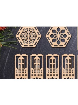 Σετ των 2 Intra απο ξύλο plywood 3mm-4mm πάχος 3D Χριστουγεννιάτικο ξύλινο φανάρι με λέιζερ Δίασταση 15x15 cm INTRAFABR-83301681