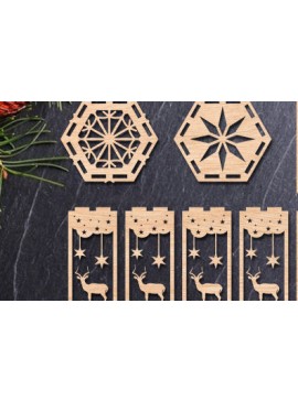 Σετ των 2 Intra απο ξύλο plywood 3mm-4mm πάχος 3D Χριστουγεννιάτικο ξύλινο φανάρι με λέιζερ Δίασταση 15x15 cm INTRAFABR-83301696