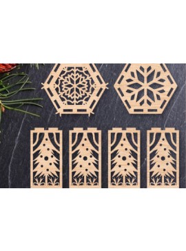 Σετ των 2 Intra απο ξύλο plywood 3mm-4mm πάχος 3D Χριστουγεννιάτικο ξύλινο φανάρι με λέιζερ Δίασταση 15x15 cm INTRAFABR-83301763