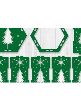 Σετ των 2 Intra απο ξύλο plywood 3mm-4mm πάχος 3D Χριστουγεννιάτικο ξύλινο φανάρι με λέιζερ Δίασταση 15x15 cm INTRAFABR-50097566