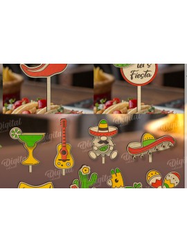 Σετ των 2 Intra απο ξύλο plywood 3mm-4mm πάχος 3D Cinco De Mayo Cake Δίασταση 30x20 cm INTRAFABR-119316222