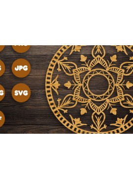 Σετ των 2 Intra απο ξύλο plywood 3mm-4mm πάχος Τρισδιάστατα κυκλικά Mandala για Cricut Δίασταση 30x30 cm INTRAFABR-74381012