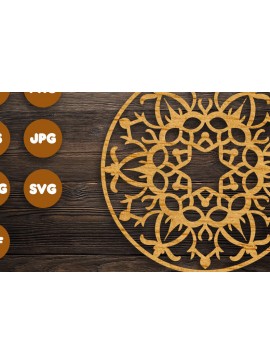 Intra απο ξύλο plywood 3mm-4mm πάχος Τρισδιάστατα κυκλικά Mandala για Cricut Δίασταση 30x30 cm INTRAFABR-74380743