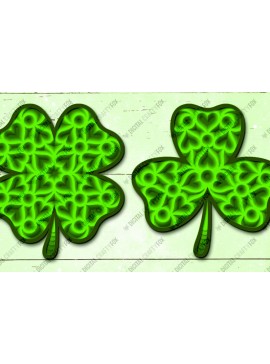 Σετ των 2 Intra απο ξύλο plywood 3mm-4mm πάχος Τρισδιάστατο Τριφύλλι, Τριφύλλι , Κοπή Χαρτιού Τριφύλλι Δίασταση 3600x3600 cm INTRAFABR-25030554