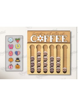 Σετ των 2 Intra απο ξύλο plywood 3mm-4mm πάχος Τρισδιάστατη θήκη για καφέ με λέιζερ Δίασταση 30x20 cm INTRAFABR-120106024