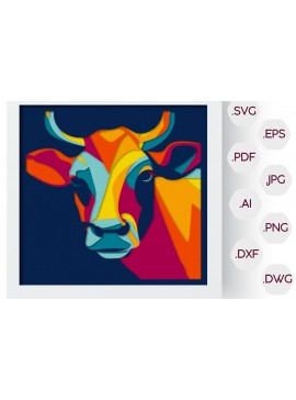 Σετ των 2 Intra απο ξύλο plywood 3mm-4mm πάχος 3D πολύχρωμο κουτί σκιών αγελάδας Δίασταση 30x30 cm INTRAFABR-76429747