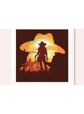 Σετ των 3 Intra απο ξύλο plywood 3mm-4mm πάχος 3D Cowgirl Shadowbox Δίασταση 9x9 cm INTRAFABR-96498691