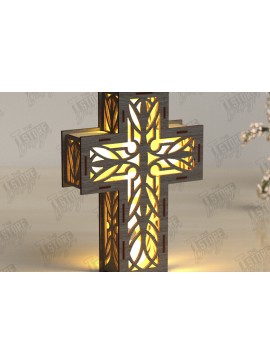 Σετ των 2 Intra απο ξύλο plywood 3mm-4mm πάχος 3D Cross Lantern Cut  |Χριστιανισμός Δίασταση 15x15 cm INTRAFABR-122546908