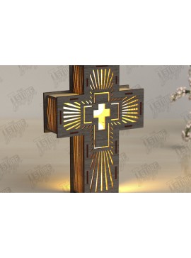 Σετ των 2 Intra απο ξύλο plywood 3mm-4mm πάχος 3D Cross Lantern Cut  |Χριστιανισμός Δίασταση 15x15 cm INTRAFABR-122546917