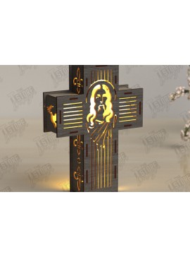 Σετ των 2 Intra απο ξύλο plywood 3mm-4mm πάχος 3D Cross Lantern Cut  |Χριστιανισμός Δίασταση 15x15 cm INTRAFABR-122546921