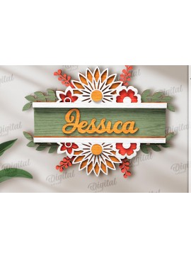 Σετ των 2 Intra απο ξύλο plywood 3mm-4mm πάχος Τρισδιάστατη φλοράλ πινακίδα πόρτας με λέιζερ Δίασταση 30x20 cm INTRAFABR-120365312