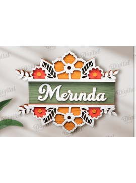 Σετ των 2 Intra απο ξύλο plywood 3mm-4mm πάχος Τρισδιάστατη φλοράλ πινακίδα πόρτας με λέιζερ Δίασταση 30x20 cm INTRAFABR-120365411