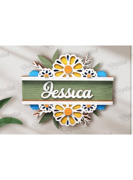 Σετ των 2 Intra απο ξύλο plywood 3mm-4mm πάχος Τρισδιάστατη φλοράλ πινακίδα πόρτας με λέιζερ Δίασταση 30x20 cm INTRAFABR-120365459