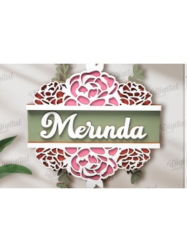 Σετ των 2 Intra απο ξύλο plywood 3mm-4mm πάχος Τρισδιάστατη φλοράλ πινακίδα πόρτας με λέιζερ Δίασταση 30x20 cm INTRAFABR-120365092