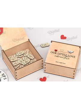 Σετ των 2 Intra απο ξύλο plywood 3mm-4mm πάχος 3D Date Night Box & Tokens Cut  Δίασταση 30x20 cm INTRAFABR-115369168