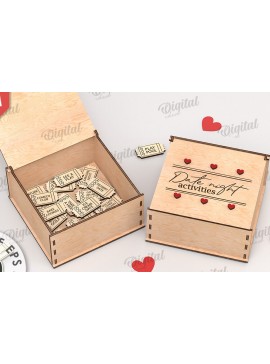 Σετ των 2 Intra απο ξύλο plywood 3mm-4mm πάχος 3D Date Night Box & Tokens Cut  Δίασταση 30x20 cm INTRAFABR-115368612