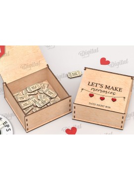 Σετ των 2 Intra απο ξύλο plywood 3mm-4mm πάχος 3D Date Night Box & Tokens Cut  Δίασταση 30x20 cm INTRAFABR-115368704