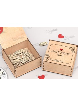Σετ των 2 Intra απο ξύλο plywood 3mm-4mm πάχος 3D Date Night Box & Tokens Cut  Δίασταση 30x20 cm INTRAFABR-115369055