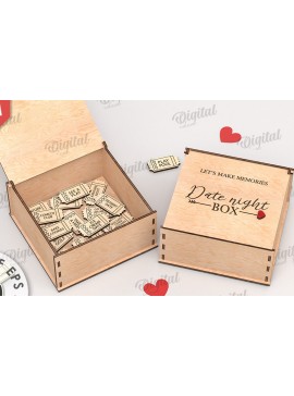 Σετ των 2 Intra απο ξύλο plywood 3mm-4mm πάχος 3D Date Night Box & Tokens Cut  Δίασταση 30x20 cm INTRAFABR-115369108