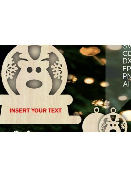 Σετ των 3 Intra απο ξύλο plywood 3mm-4mm πάχος Τρισδιάστατα χριστουγεννιάτικα στολίδια με στρώματα ελαφιού Δίασταση 8x8 cm INTRAFABR-103312973