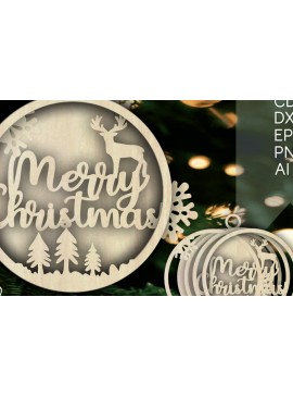 Σετ των 3 Intra απο ξύλο plywood 3mm-4mm πάχος Τρισδιάστατα χριστουγεννιάτικα στολίδια με στρώματα ελαφιού Δίασταση 8x8 cm INTRAFABR-104940698