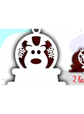 Σετ των 3 Intra απο ξύλο plywood 3mm-4mm πάχος Τρισδιάστατα χριστουγεννιάτικα στολίδια με στρώματα ελαφιού Δίασταση 8x8 cm INTRAFABR-46423855