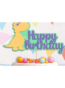 Σετ των 2 Intra απο ξύλο plywood 3mm-4mm πάχος 3d Dino Cake Topper, Happy Birthday Δίασταση 15x15 cm INTRAFABR-119666545