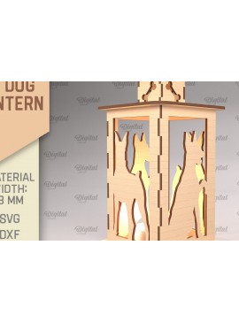 Σετ των 2 Intra απο ξύλο plywood 3mm-4mm πάχος Τρισδιάστατη κοπή φαναριού σκύλου με λέιζερ. Τρισδιάστατη λάμπα Δίασταση 30x20 cm INTRAFABR-90003046