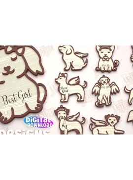 Σετ των 3 Intra απο ξύλο plywood 3mm-4mm πάχος σχεδίασης 3D στολιδιών μνημείου σκύλου Δίασταση 8x8 cm INTRAFABR-97304791