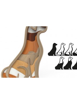 Intra απο ξύλο plywood 3mm-4mm πάχος 3D DOG - Πολυεπίπεδη διακόσμηση Δίασταση 30x20 cm INTRAFABR-89450118