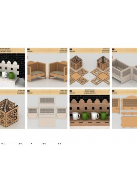 Σετ των 2 Intra απο ξύλο plywood 3mm-4mm πάχος επίπλων μινιατούρα 3D Doll House Δίασταση 30x20 cm INTRAFABR-41673280