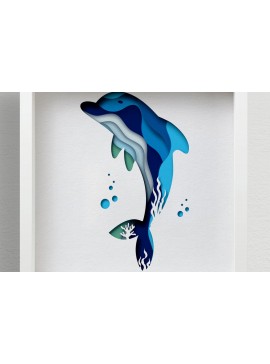 Σετ των 2 Intra απο ξύλο plywood 3mm-4mm πάχος 3D Dolphin Shadow Box , Papercut Δίασταση 30x30 cm INTRAFABR-57751311