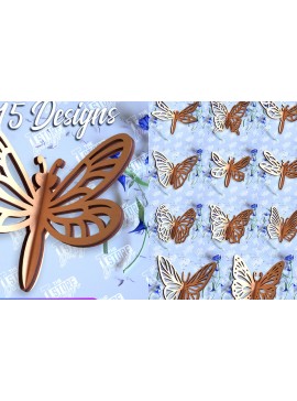 Σετ των 2 Intra απο ξύλο plywood 3mm-4mm πάχος 3D Dragonflies | 3D πεταλούδων Δίασταση 30x20 cm INTRAFABR-98269538