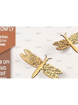 Σετ των 2 Intra απο ξύλο plywood 3mm-4mm πάχος Τρισδιάστατη Dragonfly. Dragonfly Δίασταση 30x20 cm INTRAFABR-86665275