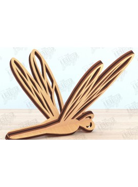 Σετ των 2 Intra απο ξύλο plywood 3mm-4mm πάχος 3D Dragonfly Cut  | Καλοκαιρινό σχέδιο Δίασταση 30x20 cm INTRAFABR-119890985