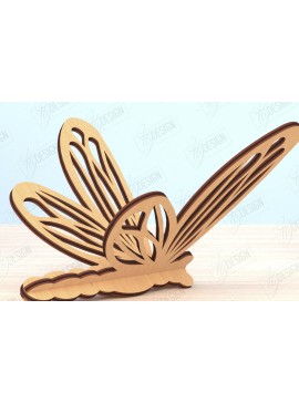 Σετ των 2 Intra απο ξύλο plywood 3mm-4mm πάχος 3D Dragonfly Cut  | Καλοκαιρινό σχέδιο Δίασταση 30x20 cm INTRAFABR-119898566