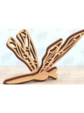 Σετ των 2 Intra απο ξύλο plywood 3mm-4mm πάχος 3D Dragonfly | Summer Design | CNC Δίασταση 30x20 cm INTRAFABR-119538432