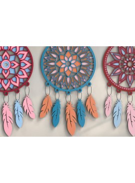 Σετ των 2 Intra απο ξύλο plywood 3mm-4mm πάχος 3D Dream Catchers Layered BNDLE Δίασταση 20x30 cm INTRAFABR-101454377